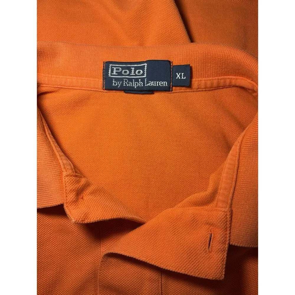 Men’s Polo Ralph Lauren XL Orange Polo Shirt Green Pony Short Sleeve Preppy